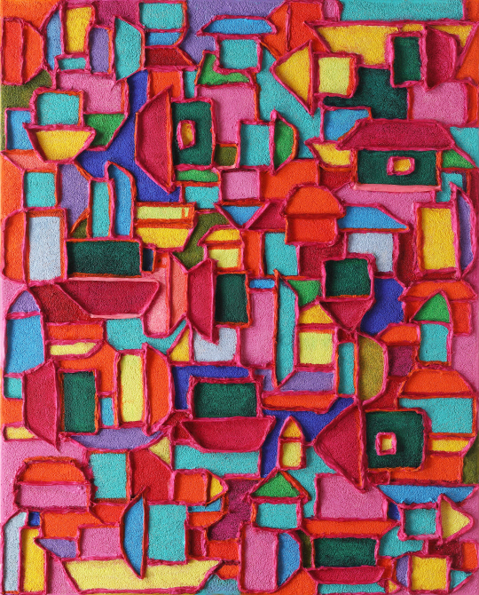 한경원, 햇살 가득한 집, 91x73cm, Mixed media on canvas, 2021